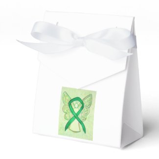 Green Awareness Ribbon Angel Party Favor Boxes