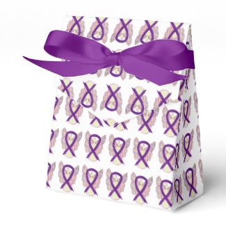 Purple Awareness Ribbon Angel Party Favor Boxes