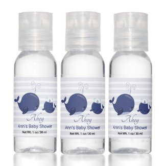 Nautical Whale Ahoy Its A Boy Baby Shower Favors Hand Sanitizer