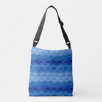 All-Over-Print Blue Watercolor Scale Pattern Tote Bag