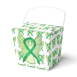 Green Awareness Ribbon Angel Take Out Favor Boxes