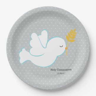 Christening dove * choose background color paper plate