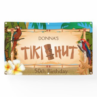 Personalize Tiki Hut in Paradise Welcome Design Banner