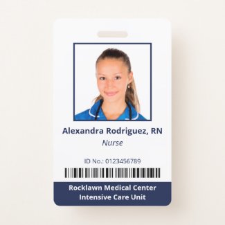 Employee Photo Barcode White Blue Hospital ID Badge