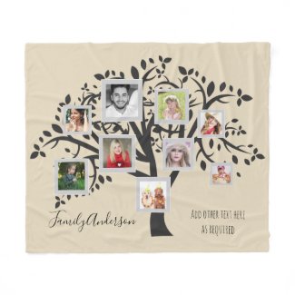 Photo Collage Family Tree Template Personalized Fleece Blanket