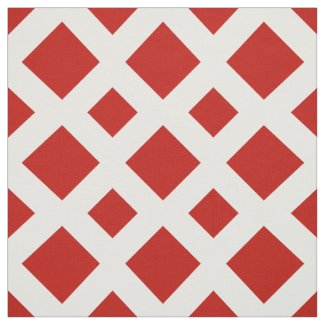 Geometric Red Diamonds on White Fabric