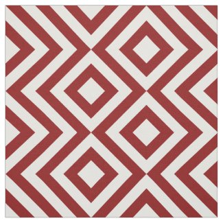Geometric Red and White Zigzags and Diamonds Fabric