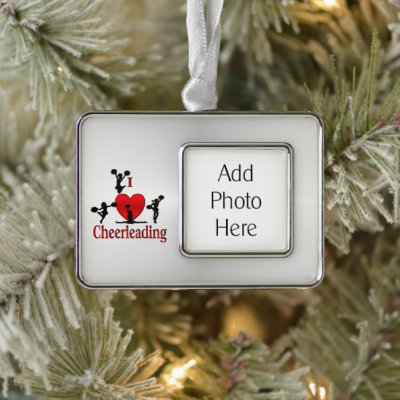I Heart CheerLeading with Personal Photograph Ornament