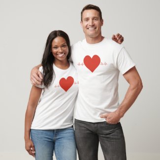 I Love Red heartbeat Couple T-Shirt