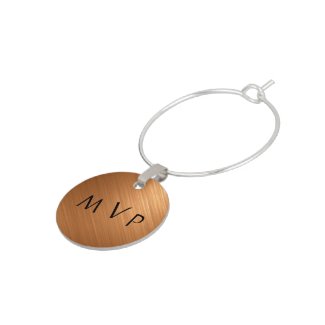Personalized BrusHed Look Copper Wine Tag Wine Glass Charm