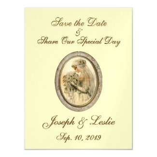 Save the Date Antique Bride Yellow Magnetic Card