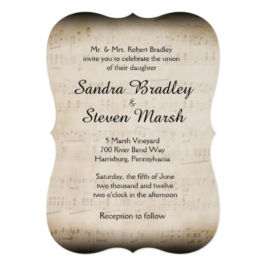 Elegant Music Wedding Invitation