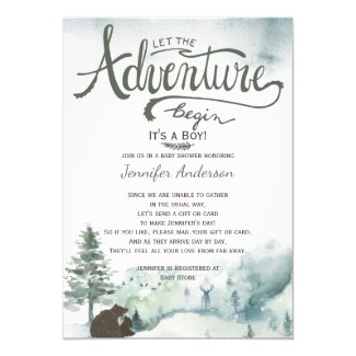 Forest Adventure Boy Country Bear Deer Baby Shower Invitation