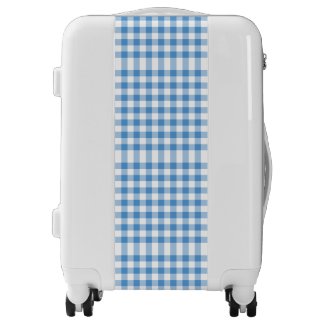 Airy Baby Blue and White Gingham Plaid Luggage