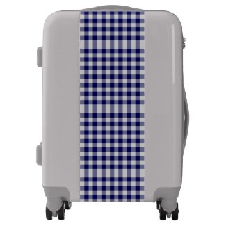 Classic Navy Blue and Grey Gingham Plaid Luggage
