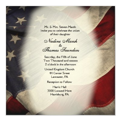 American Flag Wedding Invitation with Photograph
