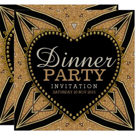Gold Love Art Deco Dinner Party Invitations