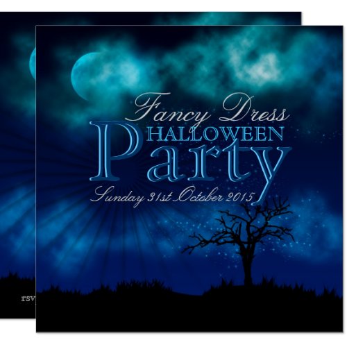 Midnight Blue Halloween Nightsky Invitation