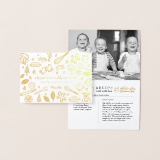 Happiness Is Homemade Family Baking Recipe Photo Foil Card