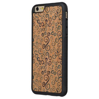 Painted Blue Abstract Curves on Wood Carved® Cherry iPhone 6 Plus Bumper Case