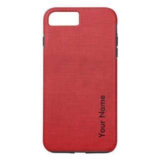 Red Linen Photo with Your Name iPhone 7 Plus Case