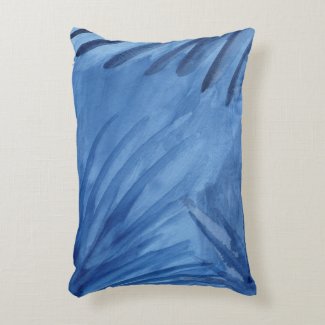 Evocative Abstract Blue Rays Watercolor Painting Decorative Pillow