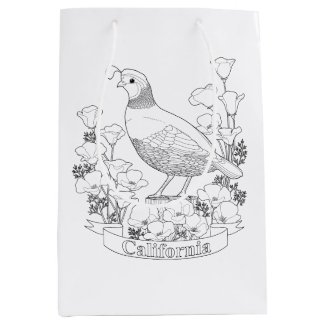 California State Bird and Flower Coloring Page Medium Gift Bag