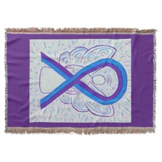 Blue and Purple Awareness Ribbon Angel Blanket