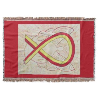 Red and Yellow Awareness Ribbon Angel Blanket