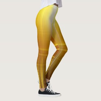 Gold And White Lines Leggings