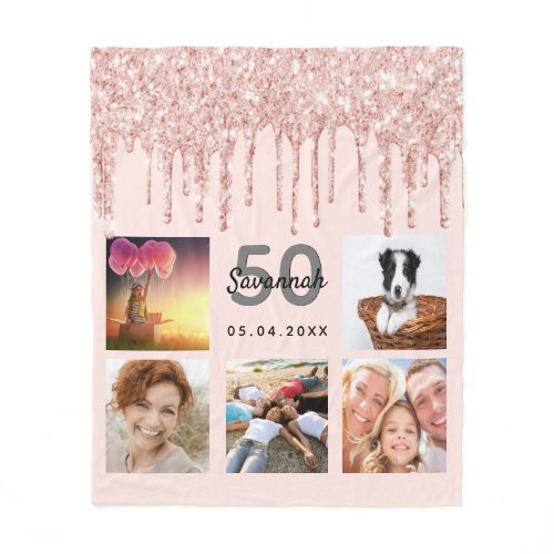 Rose Gold Personalized 50th Birthday Blanket - Creative 50th Birthday Gifts for Sisters