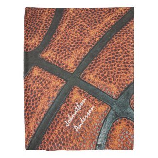 Old Retro Basketball Pattern With Autographed Name Duvet Cover