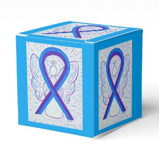 Blue and Purple Awareness Ribbon Party Favor Box