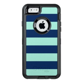 Rugged Mint Green and Navy Stripes OtterBox iPhone 6/6s Case
