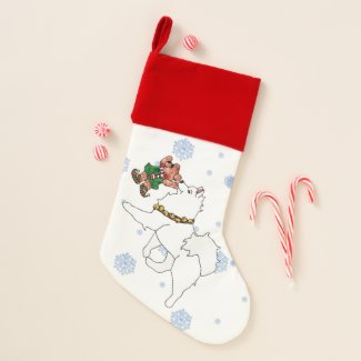 Samoyed Velvet Lined Christmas Stocking