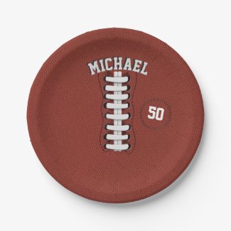 American Football Party Name and Age Sports Theme Paper Plate