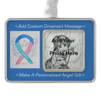 Thyroid Cancer Awareness Ribbon Angel Ornament