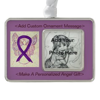 Personalize Purple Awareness Ribbon Angel Ornament