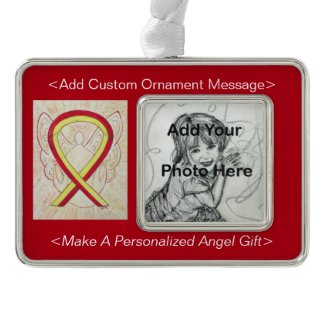 Red and Yellow Awareness Ribbon Angel Ornament