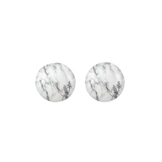 Elegant White And Dark Gray Marble Stone Pattern Earrings