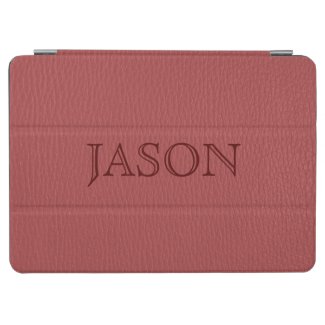 Monogrammed Simple Red Faux Leather Look iPad Air Cover
