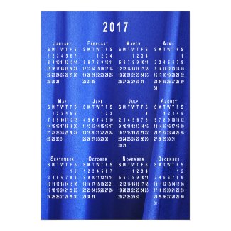 Custom Blue Silk Abstract Photo 2017 Calendar Magnetic Card