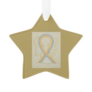 Gold and Gray Awareness Ribbon Angel Ornament