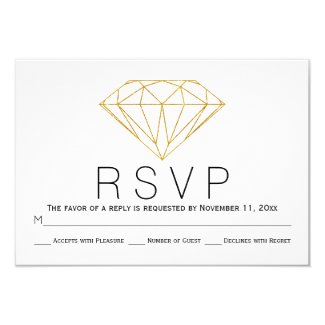 Abstract gold glitter diamond wedding RSVP card