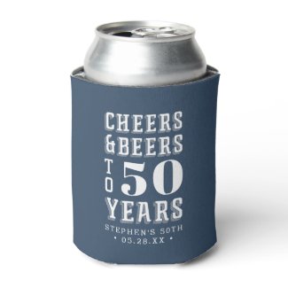 Custom Cheers & Beers Milestone Birthday Can Cooler