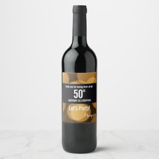 Gold and black theme, 50th birthday wine label