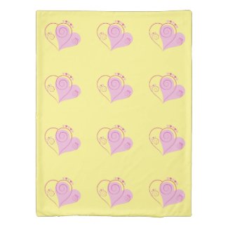 Twin Pink Hearts Custom Duvet Cover
