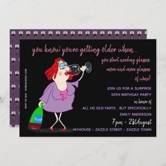 FUNNY Over the Hill Birthday Invites - 50th Woman