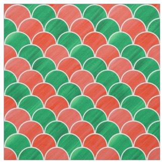 Christmas Red Green Scale Pattern Fabric
