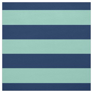 Geometric Seafoam Green and Navy Stripes Fabric